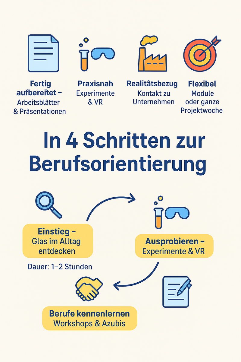 Grafik über die 4 Phasen der Berufsorientierung