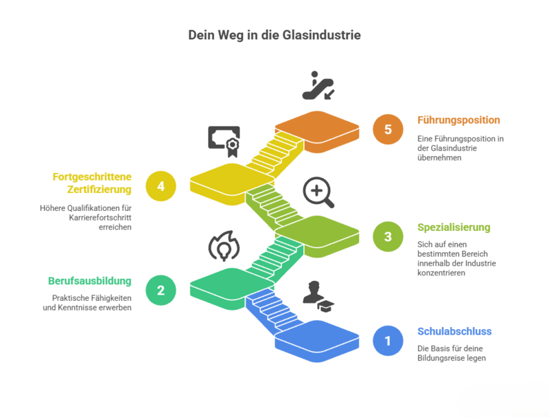 Grafik, die die verschiedenen Ebenen in der Glasindustrie darstellen