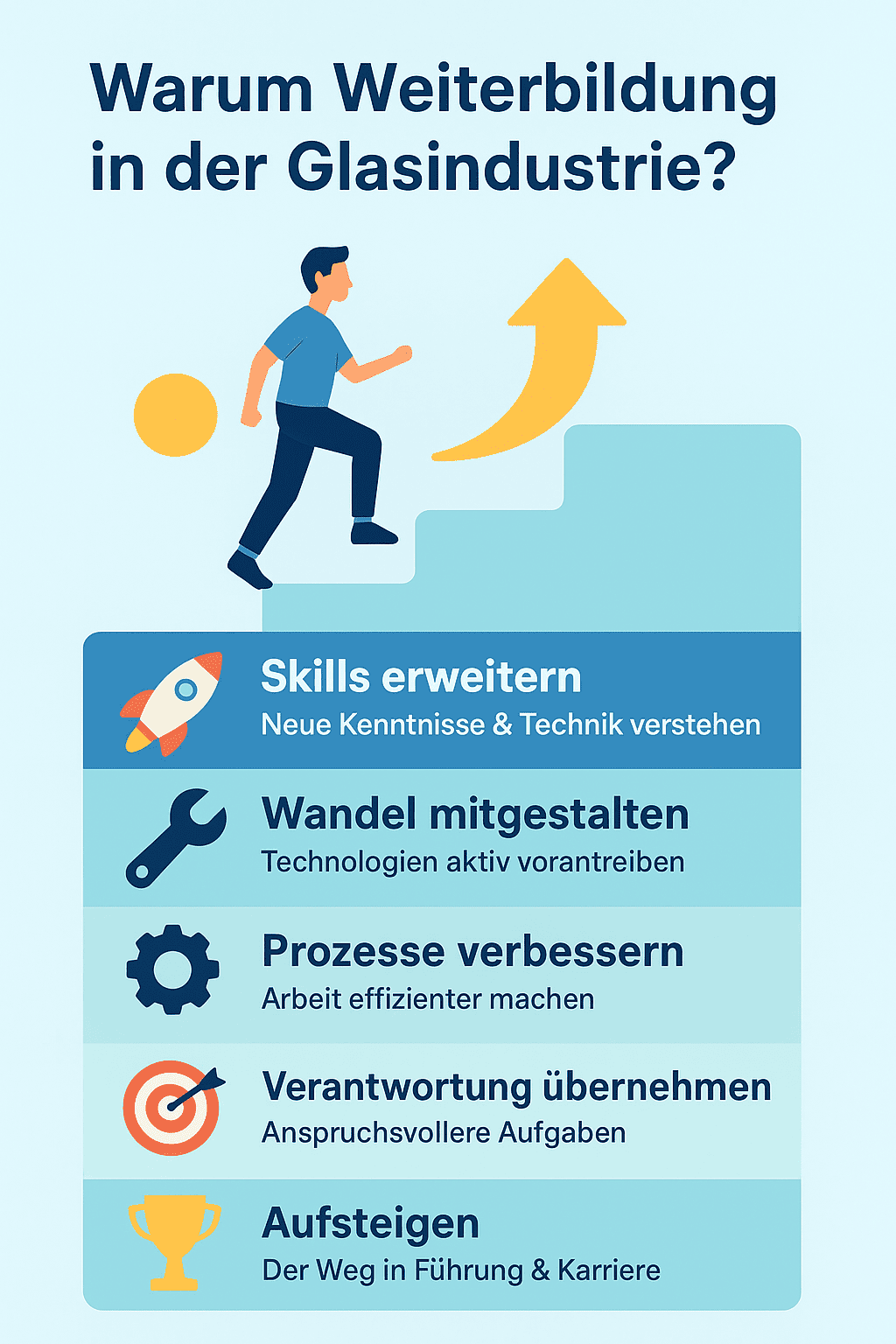 Karriereleiter Weiterbildung Glasindustrie